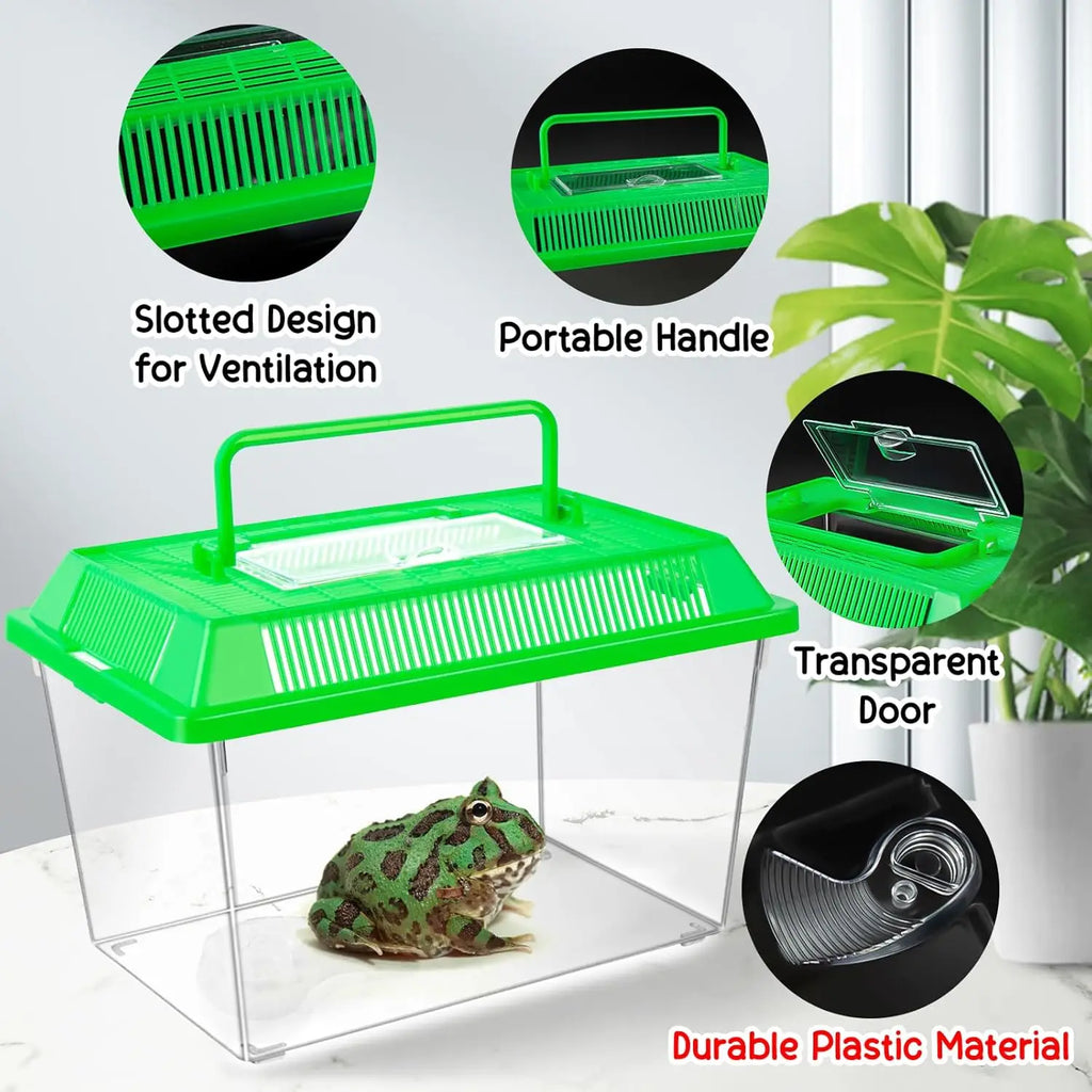 12Pcs Transparent Plastic Reptile Terrarium Carrier Cage, Snake Breeding Box Hatching Container