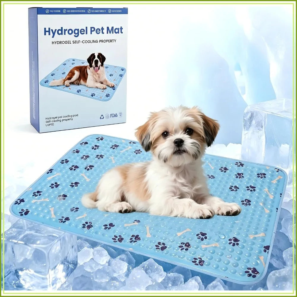 Pet Cooling Gel Mat, 20in Self-Cooling Pad for Small Dogs, Non-Slip Waterproof Durable Mat for Bed, Car, Indoor & Outdoor Use