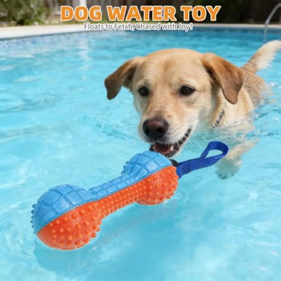 Floating Dog Toys, 2 Pack TPR Water Pool Fetching Toy with Durable Rope for Small Medium Large Dogs, Bright Bumper Interactive