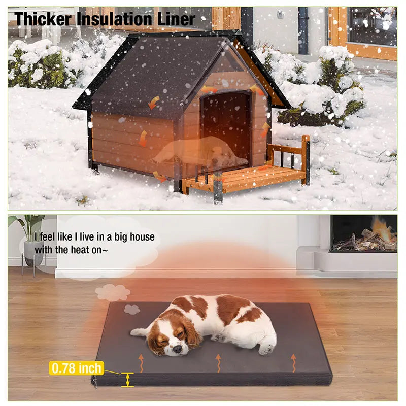 Insulated Dog House with Liner Inside| Iron Frame - Medium 32.9"(L) x 45" (W) x 32.6"(H)