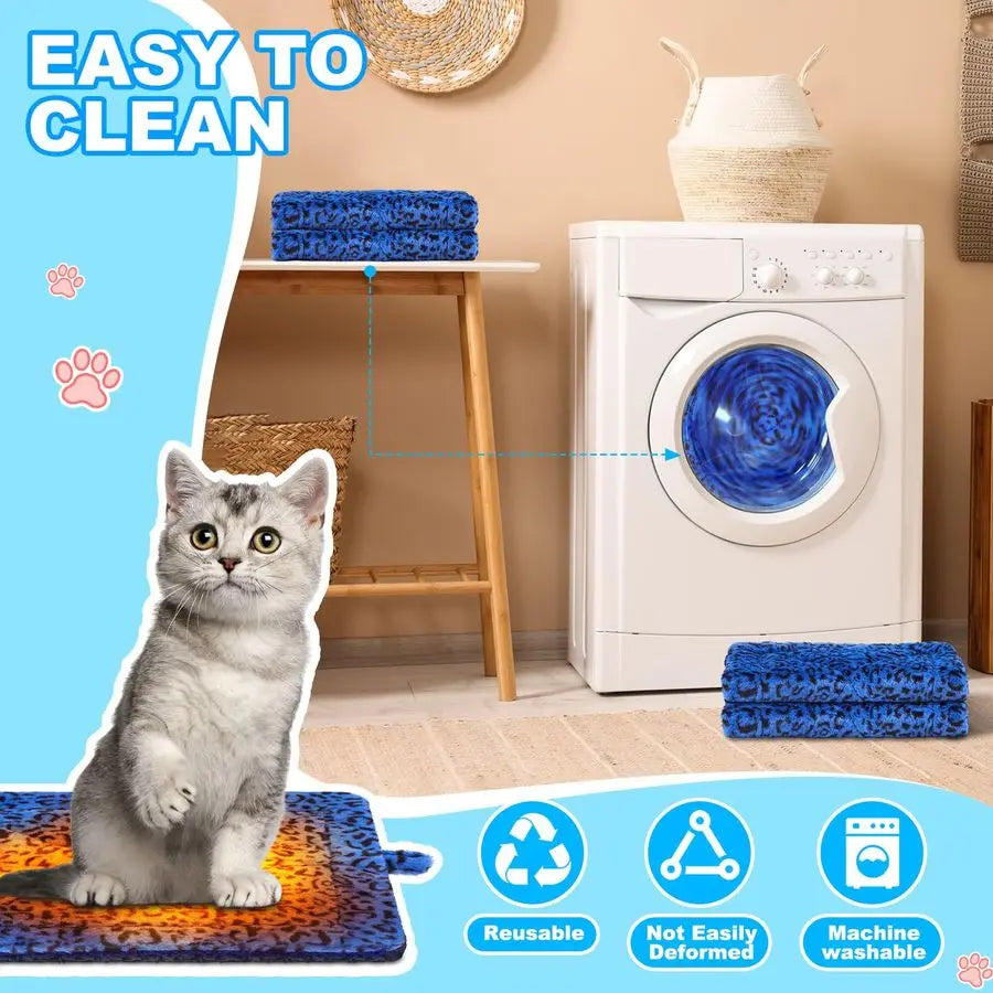 4 Pack Self Warming Cat Dog Bed Heating Pad Pet Thermal Blanket with Storage Bags for Winter Outdoor Indoor