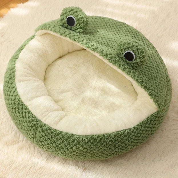 Frog Shape Enclosed Warm Pet Nest Den For Cat Kitten Small Puppy