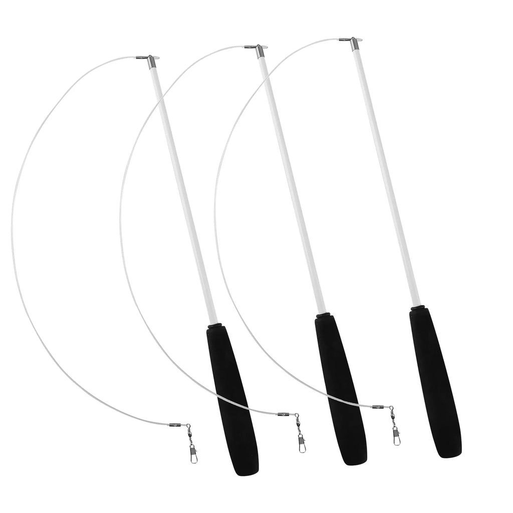 Cat Kitten Three-section Telescopic Fishing Pole Wand for Interactive Play Toys