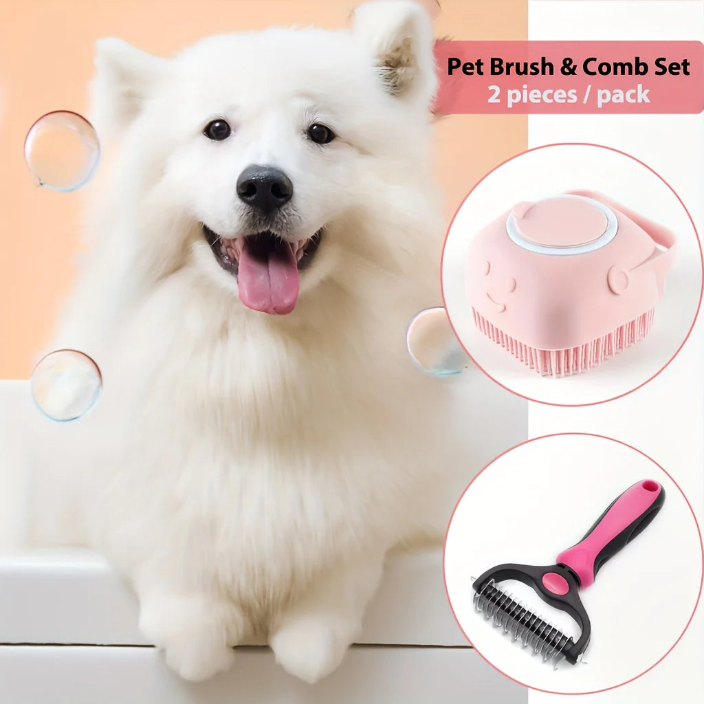 Dual-Sided Grooming Brush, Deshedding & Detangling, Massage Bath Brush