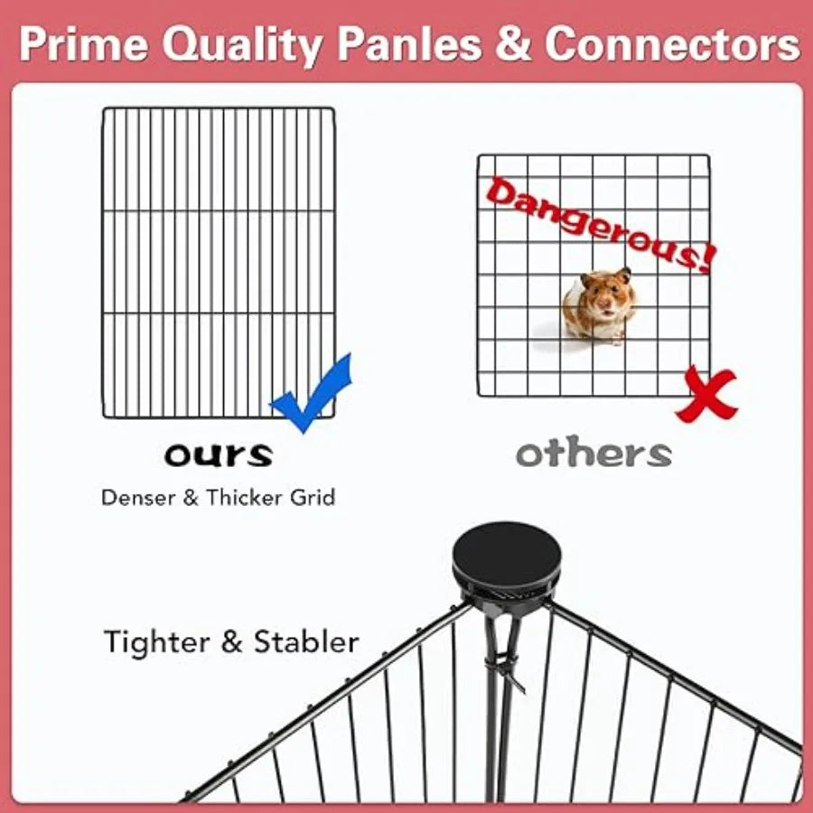 Small Animal Playpen, 48" x 24" x 16" Pet Playpen with Waterproof Mat