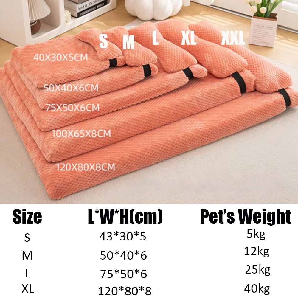 Warm Calming Dog Bed with Pillow Fluffy Plush Dog Mat for Dog with Removable Winter Cover for Large Medium Small Dogs