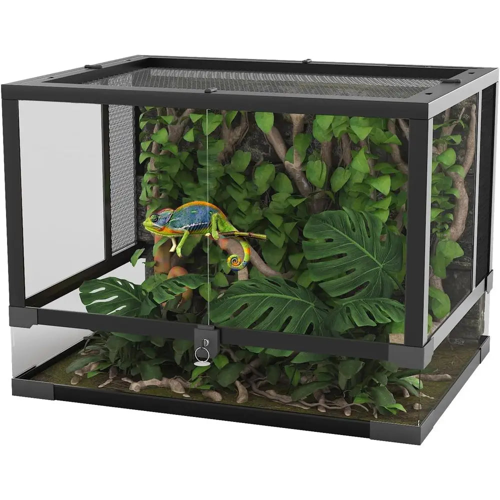 24x18x18 Inch Tempered Glass Reptile Enclosure - Escape-Proof, Ideal for Desert or Rainforest Habitats
