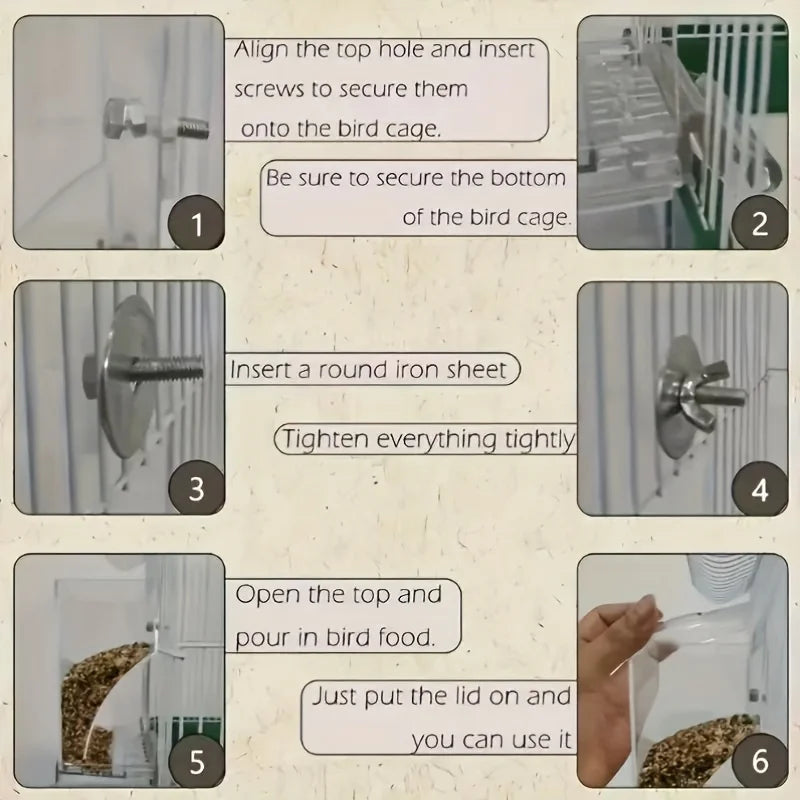 Transparent Cage Automatic Bird Feeder Anti Splash