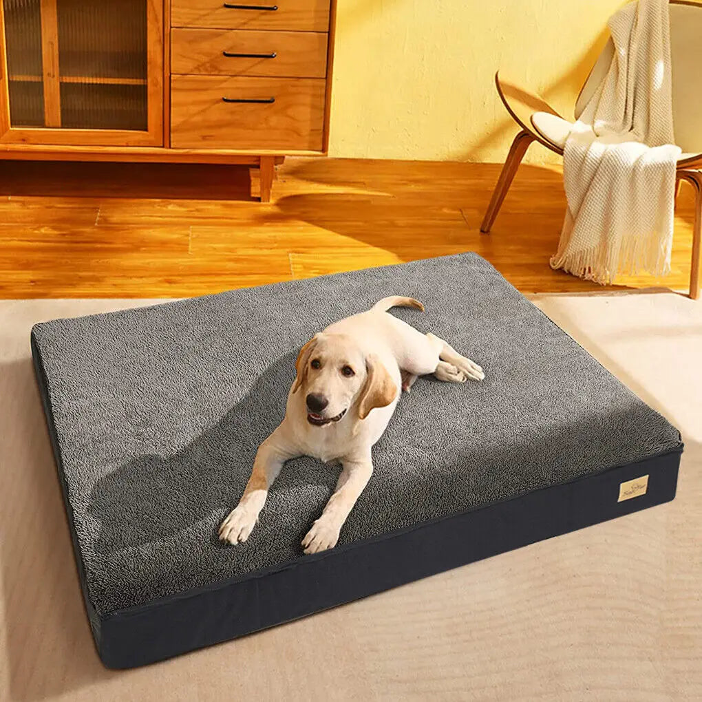 Dog Bed Jumbo Pet Orthopedic Bed Memory Foam Base Crate Mattress Cushion with Washable Cover Waterproof