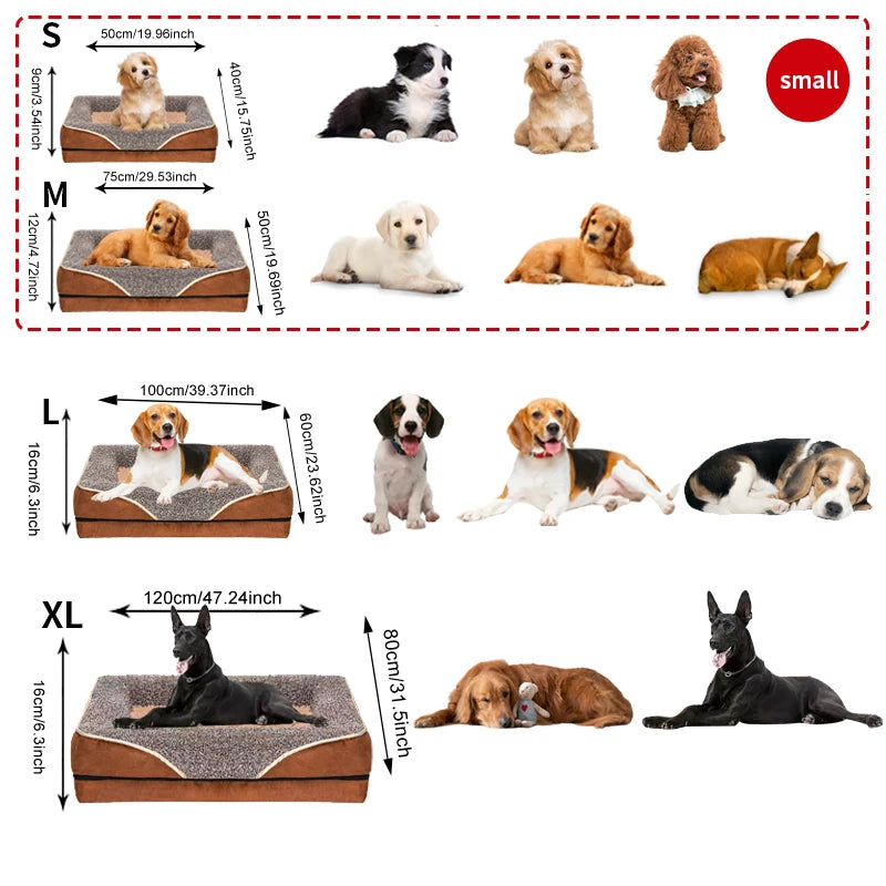 An oversized dog bed removable washable for all seasons, pet bed sofa, comfortable and soft with raised edges,