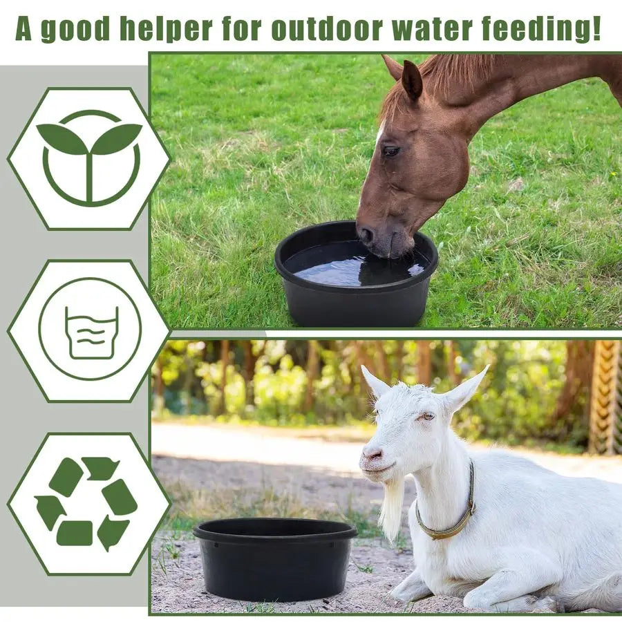 4 Pcs Rubber Feeder Pan, Bucket Bowl for Cats Dogs Goats Chicken