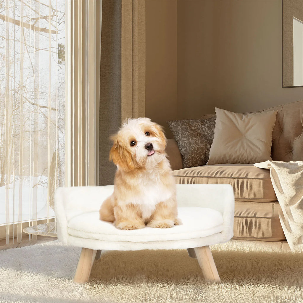 Pet Sofa Bed Raised Cat Chair Small Dog Couch Bed Removable Cushion
