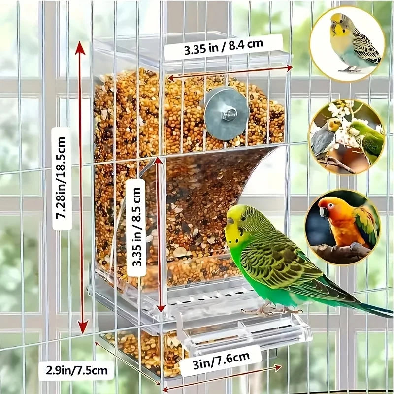Transparent Cage Automatic Bird Feeder Anti Splash
