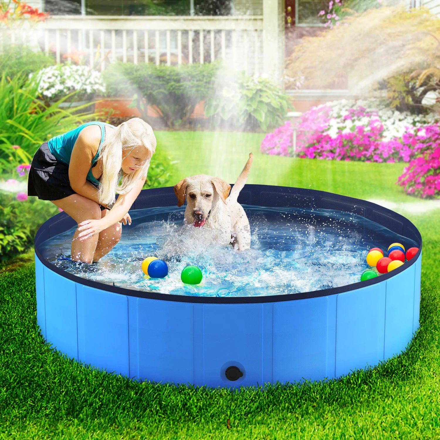 Portable Dog Pool, Foldable Pet Swimming Tub, Anti-Slip Collapsible Pet Bathtub, Hard Plastic Bath Pool