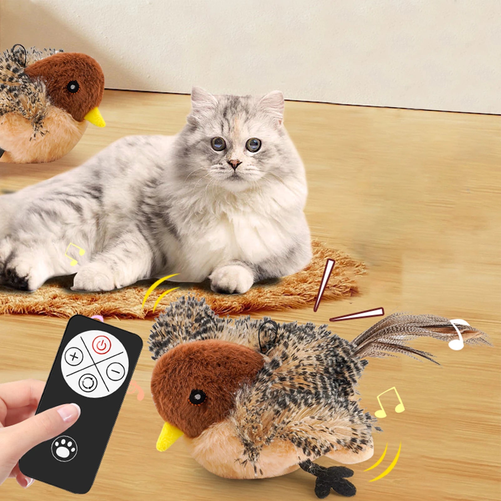 Remote Control Simulated Chirping Bird Toy Plush Chirping Interactive Feather Toy