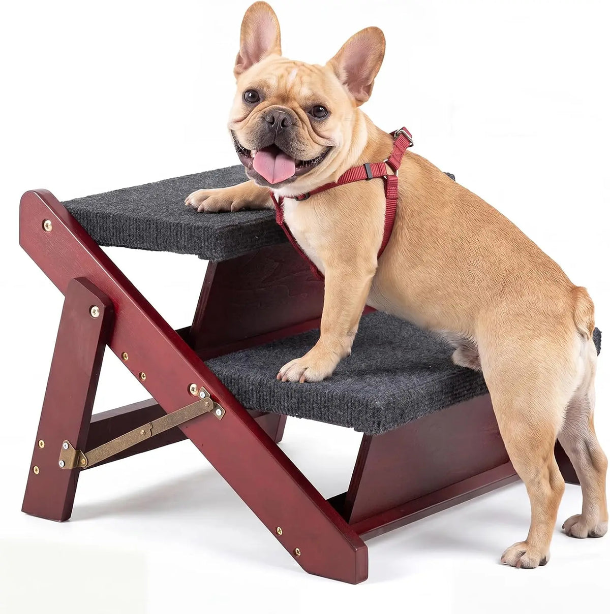 3-in-1 Foldable Stairs & Ramp- Portable Dog/Cat Ladder Up to 220 Pounds - Great for Small and Older Animals (Brown)