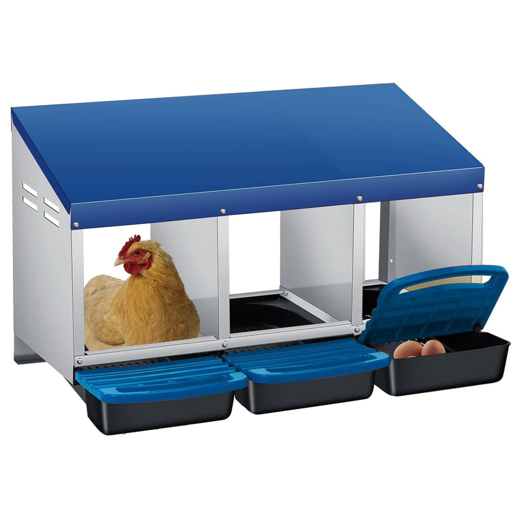 Multi-Compartment Metal Chicken Nesting Box Automatic Roll-Out Egg Collection Waterproof Steel