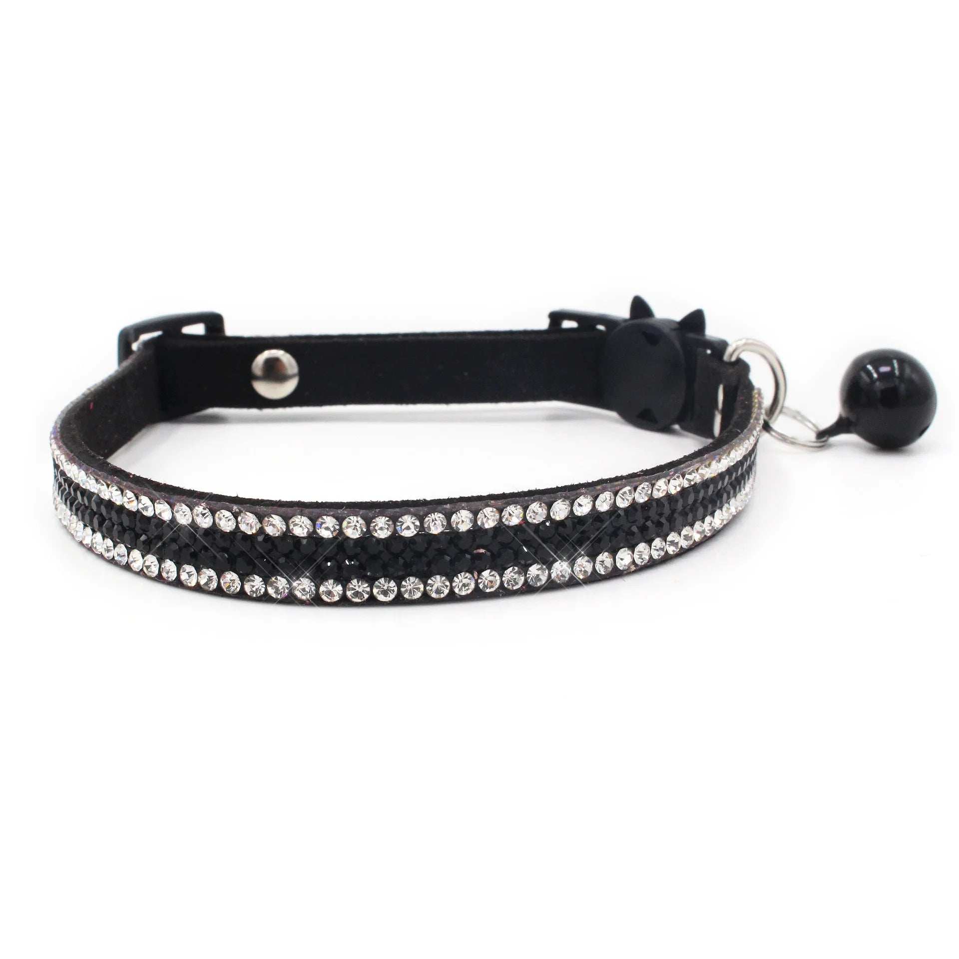 Small Cat Collar Rhinestone Bell Breakaway Quick Release Soft Suede