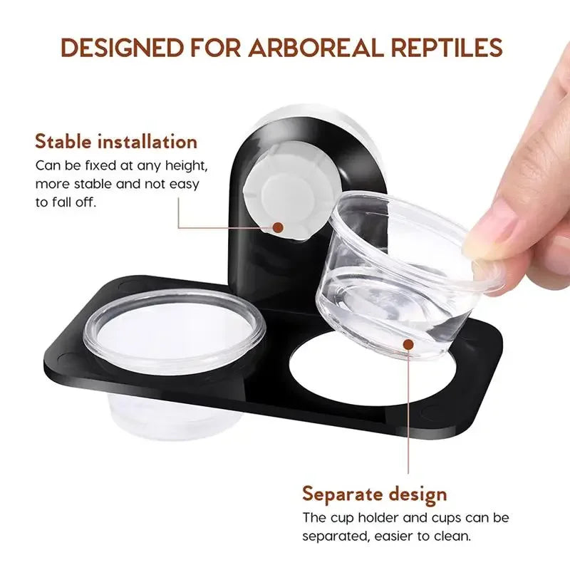 Reptile Tank Feeders Suction Cup Feeding Food Water Dishes