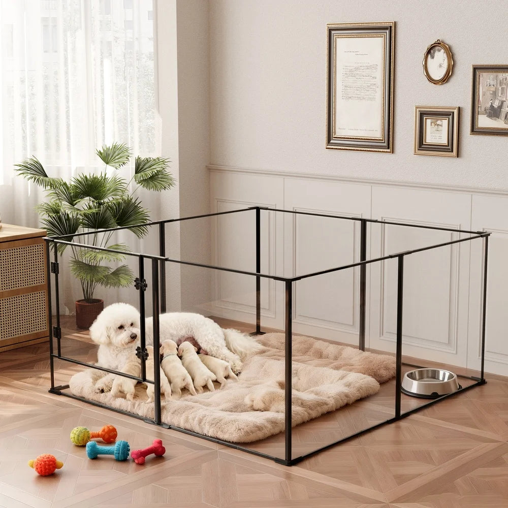 Large Acrylic Playpen Enclosure Indoor Pet Cage Fence Dog Cat Kitten Rabbit Guinea Pigs Hedgehog Pet Whelping Box Full Visibility