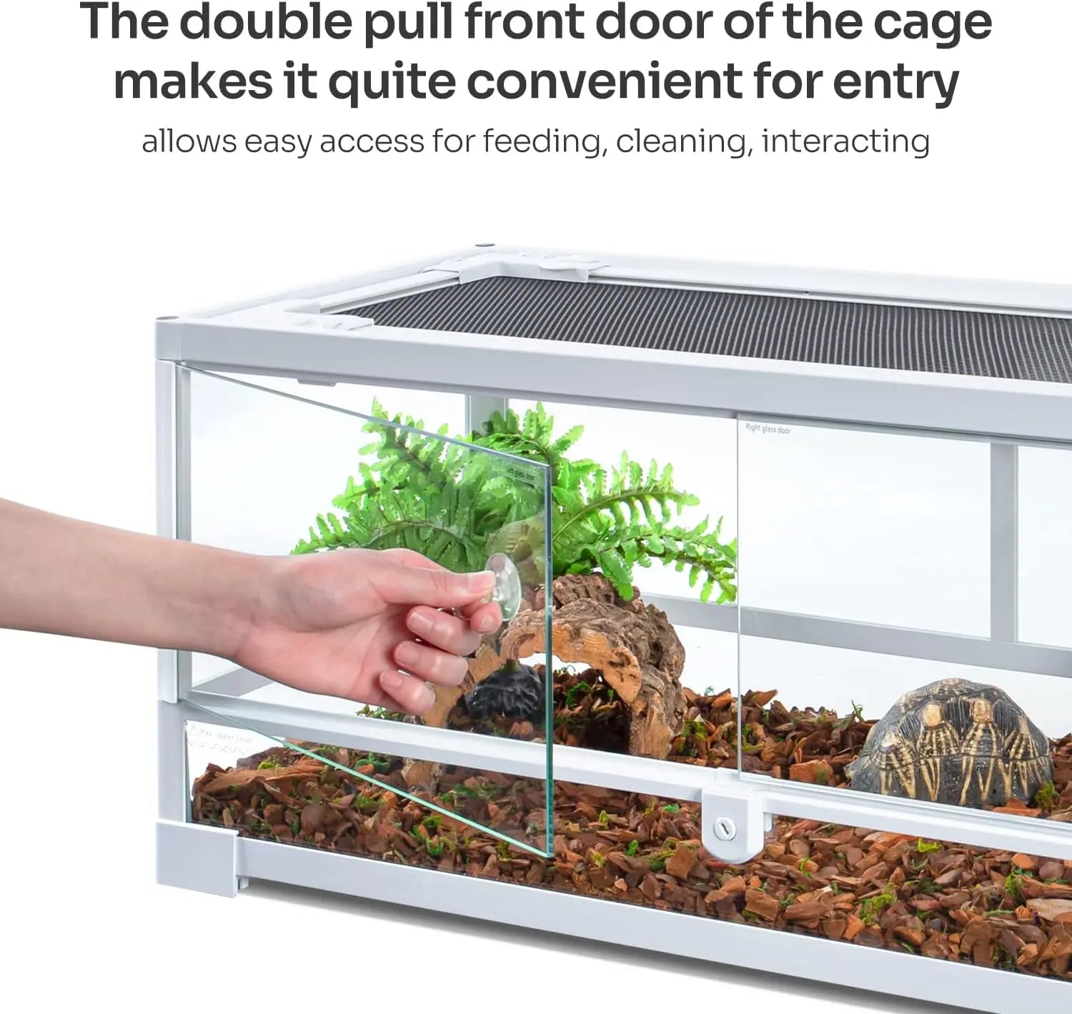 20 Gallon Full Glass Reptile Terrarium with Front Opening Doors & Ventilation Top, 30x12x12 Inches