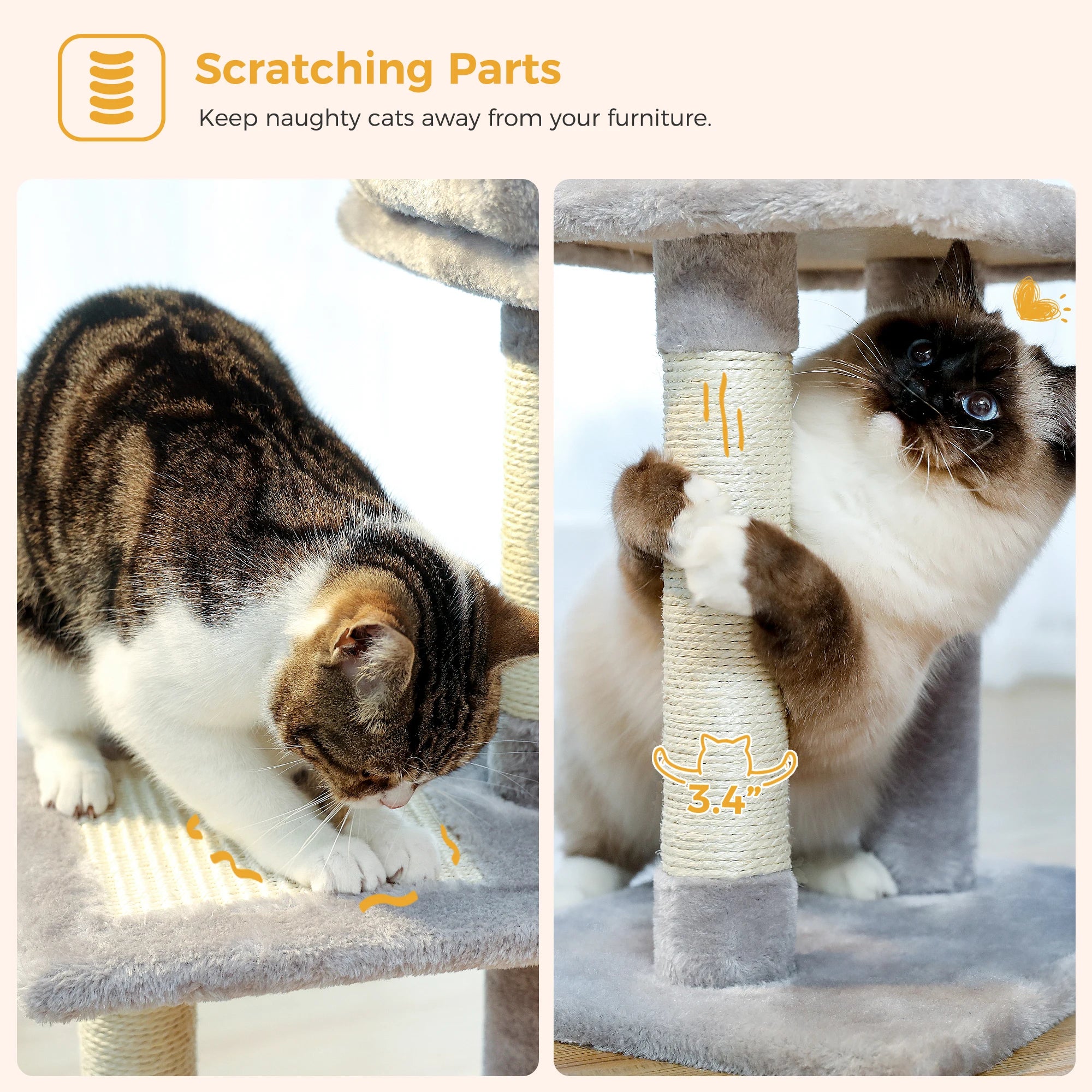 Cat tree Cat Tower for Indoor Cats 2 Styles Cat Activity Tree with Cat Scratching Posts Big Hammock and Removable Top Perch