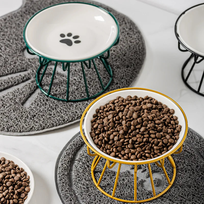 Ceramic cat bowl, pet cat bowl, cat dish, water bowl, kitten dish; supports neck health