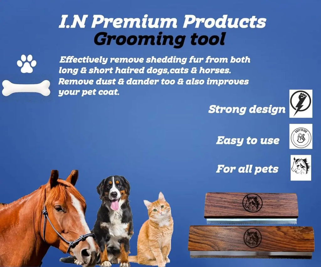 Ergonomic Wooden Handle Pet Grooming Brush Removes 95% Loose Hair & Dirt Painlessly
