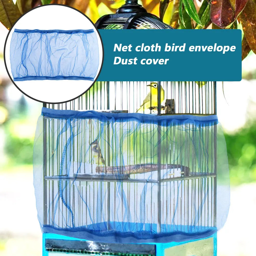 Bird Cage Mesh Cage Cover Net Easy Cleaning Seed Catcher Skirt Airy Mesh