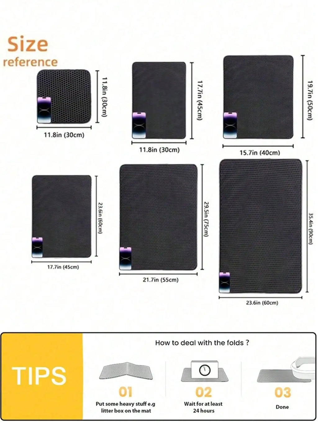 1pc Double-Layer Anti-Slip Waterproof Cat Litter Mat Litter Trapping