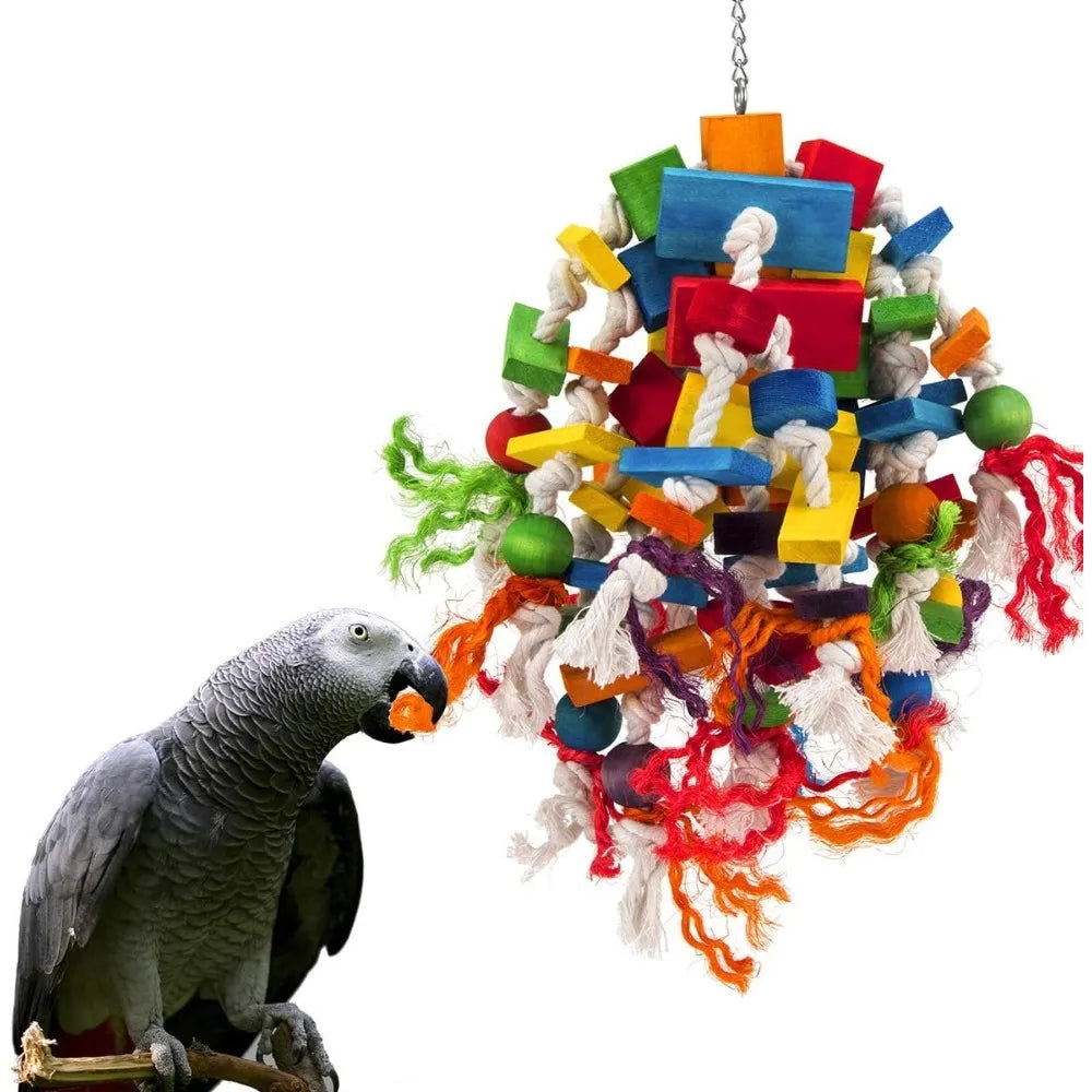 Multicolored Wooden Blocks Tearing Toys for Large Birds
