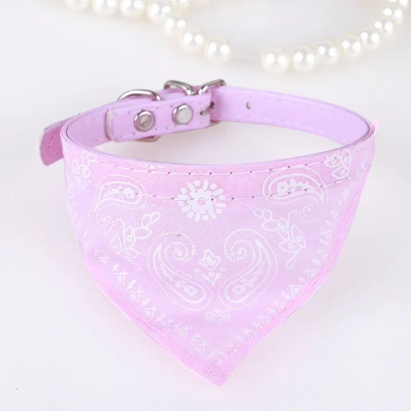Adjustable Dog Bandana Leather Printed Soft Collar For Dog