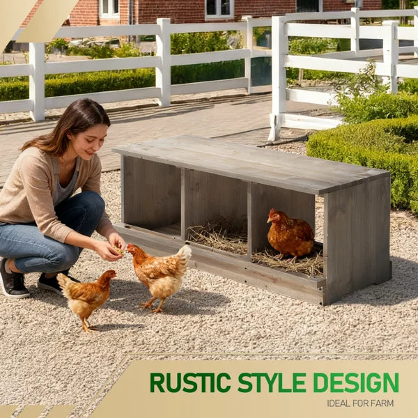 Nesting Boxes for Chickens, Wooden 3 Compartments