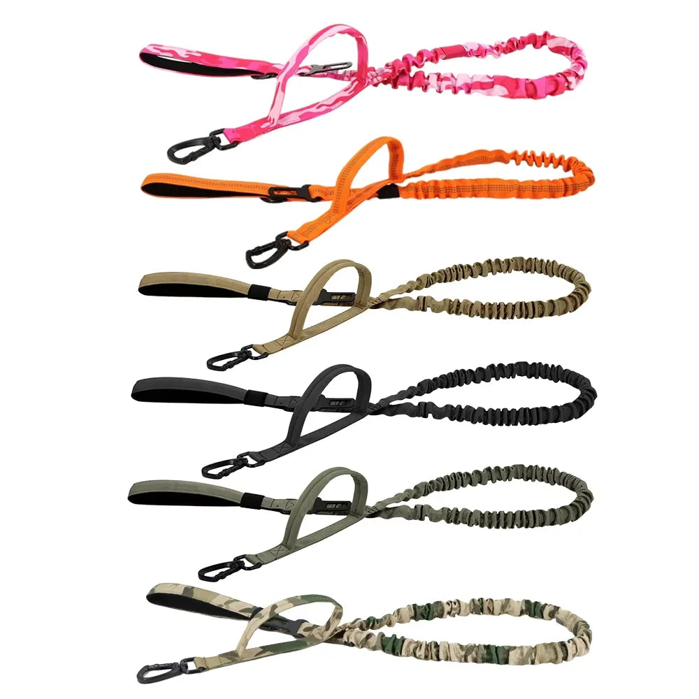Military Dog Leashes Adjustable Leash Quick Release Elastic Rope With 2 Control Handle For Medium and Small Dogs
