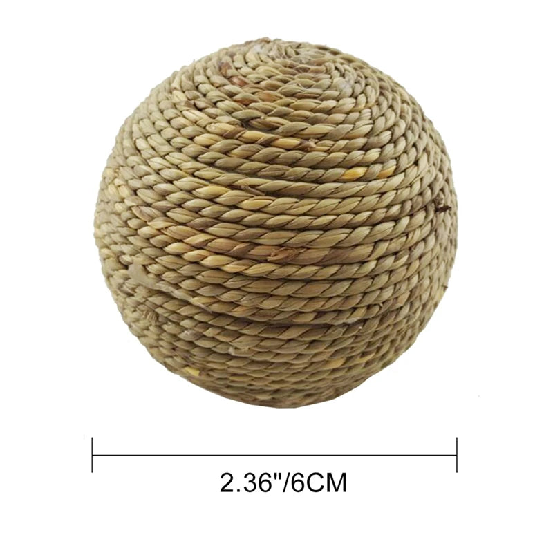 4PCS Pet Tooth Cleaning Chew Toy Natural Grass Ball For Small Animals