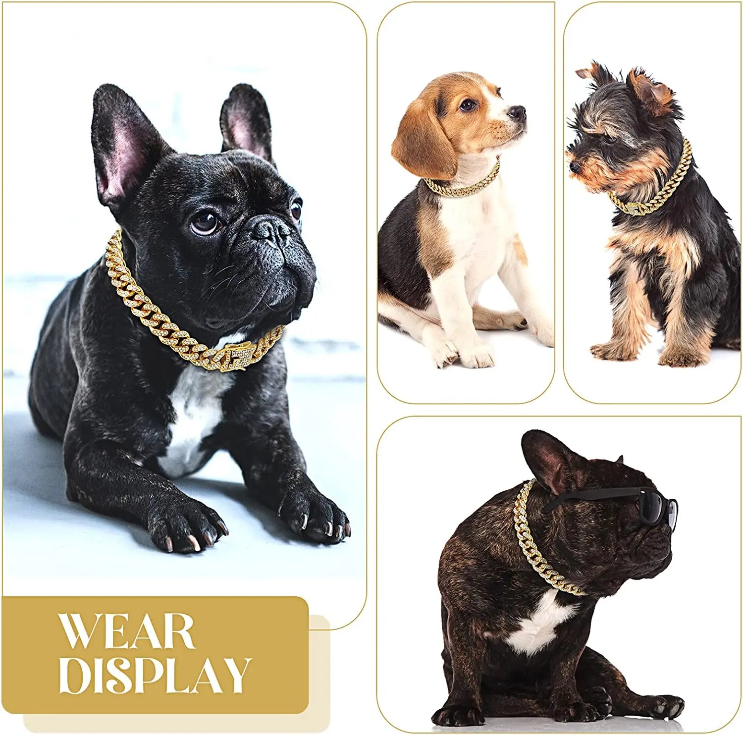 Luxury Cuban Link Cat Dog Necklace Jewelry Rhinestone