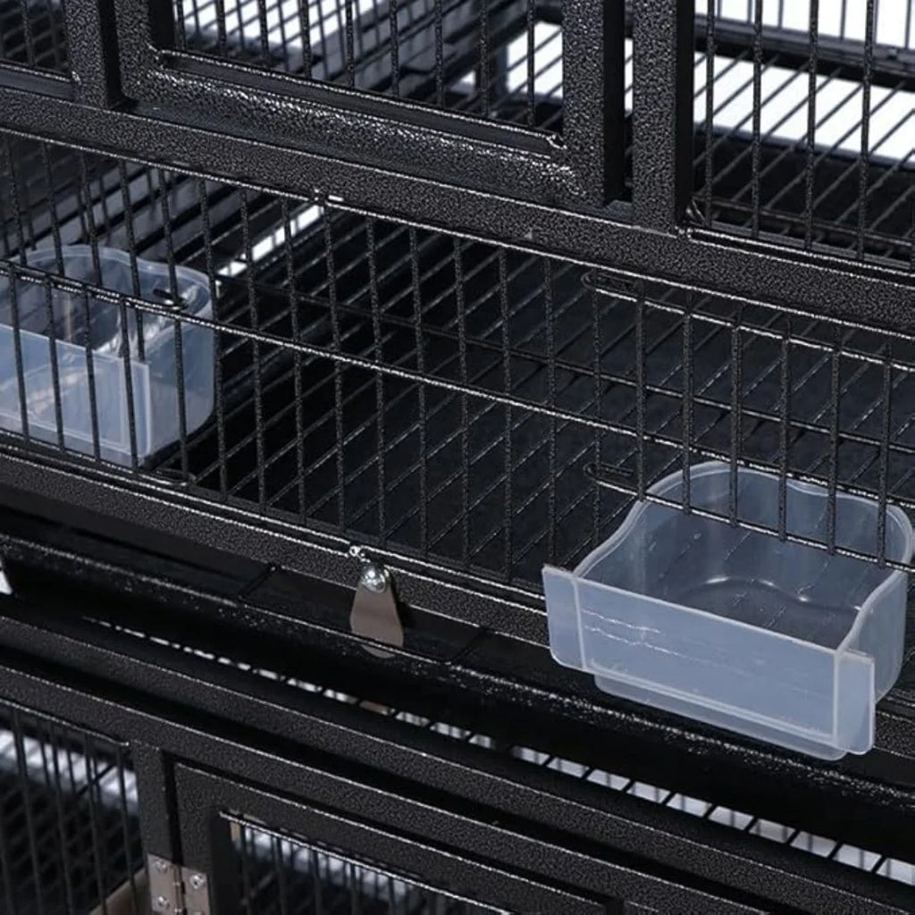 Birdcage 43 In with Wooden Perches, Standing Wrought Iron Large Parrot Flight Bird Cage for Cockatiels African Grey