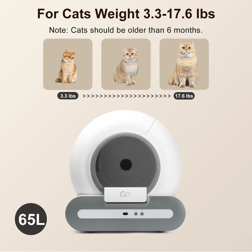 Self-Cleaning Cat Litter Box, ONLY Supports 2.4G WiFi w/Litter Mat&Trash Bags, Fit for Tofu & Mixed Litter