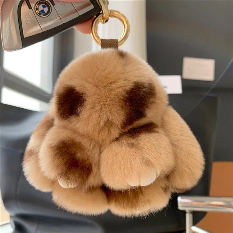 Cute Plush Pom Pom  Bunny Keychain