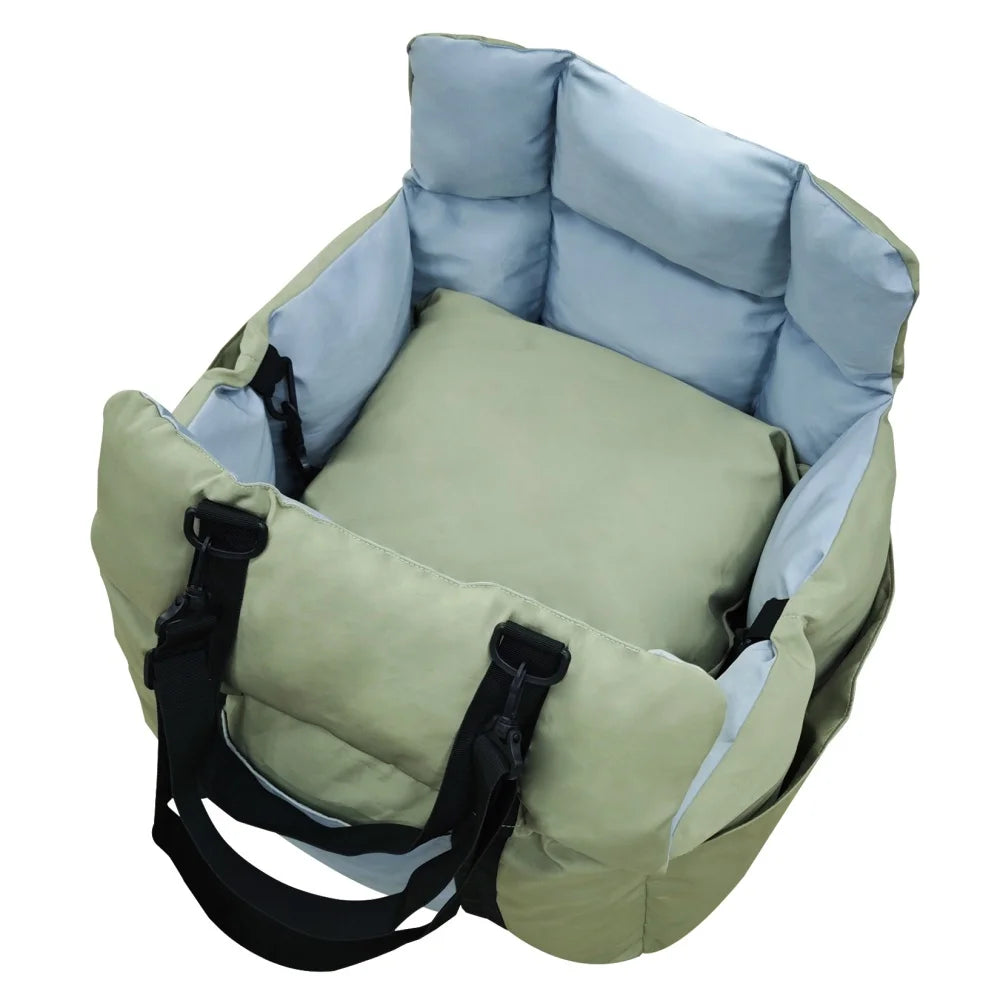 Portable Dog Car Seat Travel Bed Carrier Cushion with Storage Pocket