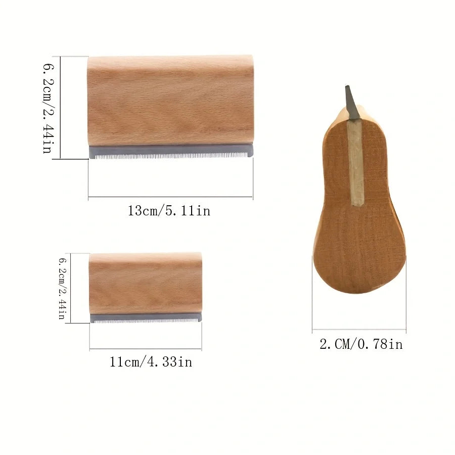 Wood Self-Cleaning Removal Shedding Hair Tool For Short And Long Hair