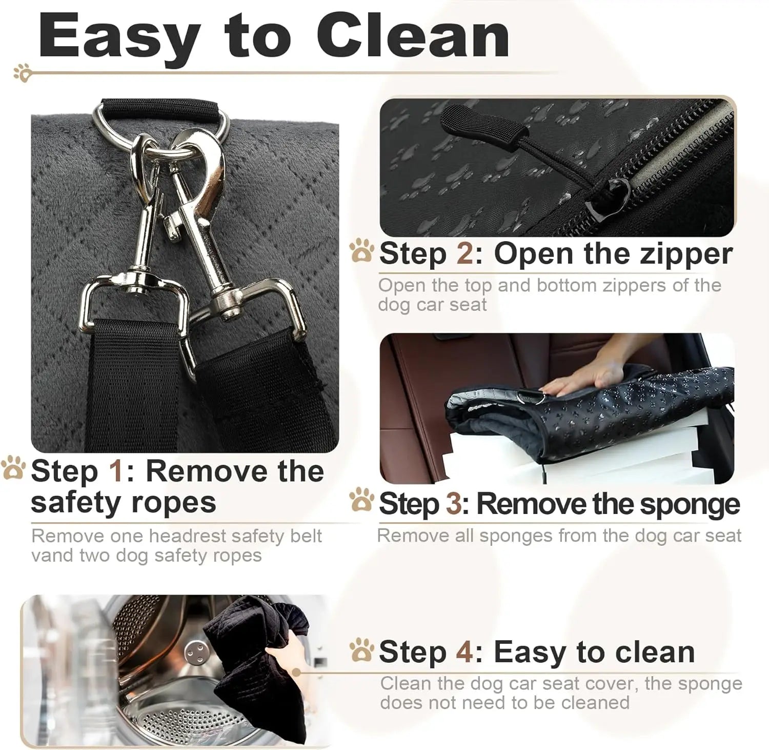 Dog Car Seat with Safety Leashes for Small Medium Pets 0-30 lbs, Travel Bed with Storage Pockets, Detachable and Easy Install