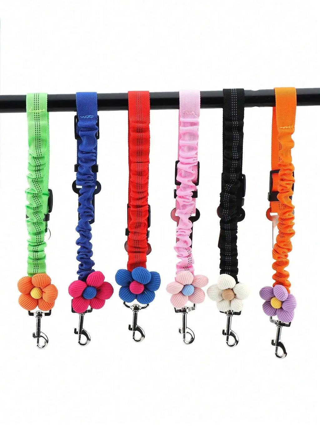 Cute Floral Pet Car Safety Leash, Adjustable Reflective for Dogs