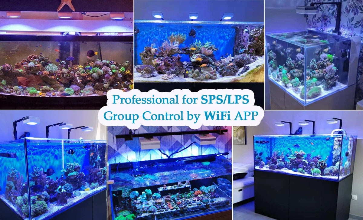 RL90 WiFi Led Aquarium Light Full Spectrum, Reef Light Aquarium Saltwater Coral Growing Marine Aquarium Tank Lamp