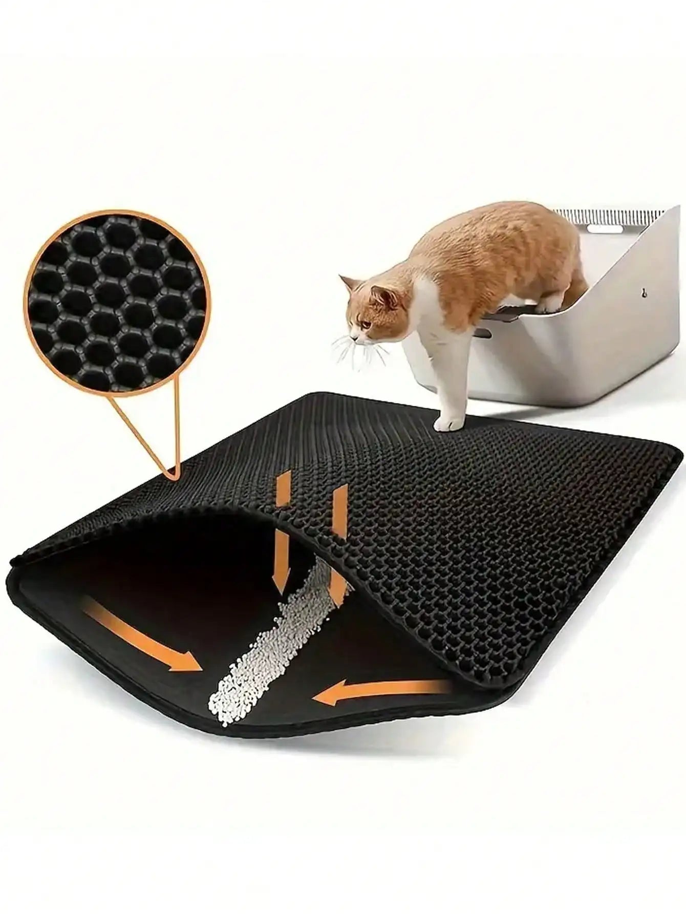 1pc Double-Layer Anti-Slip Waterproof Cat Litter Mat Litter Trapping