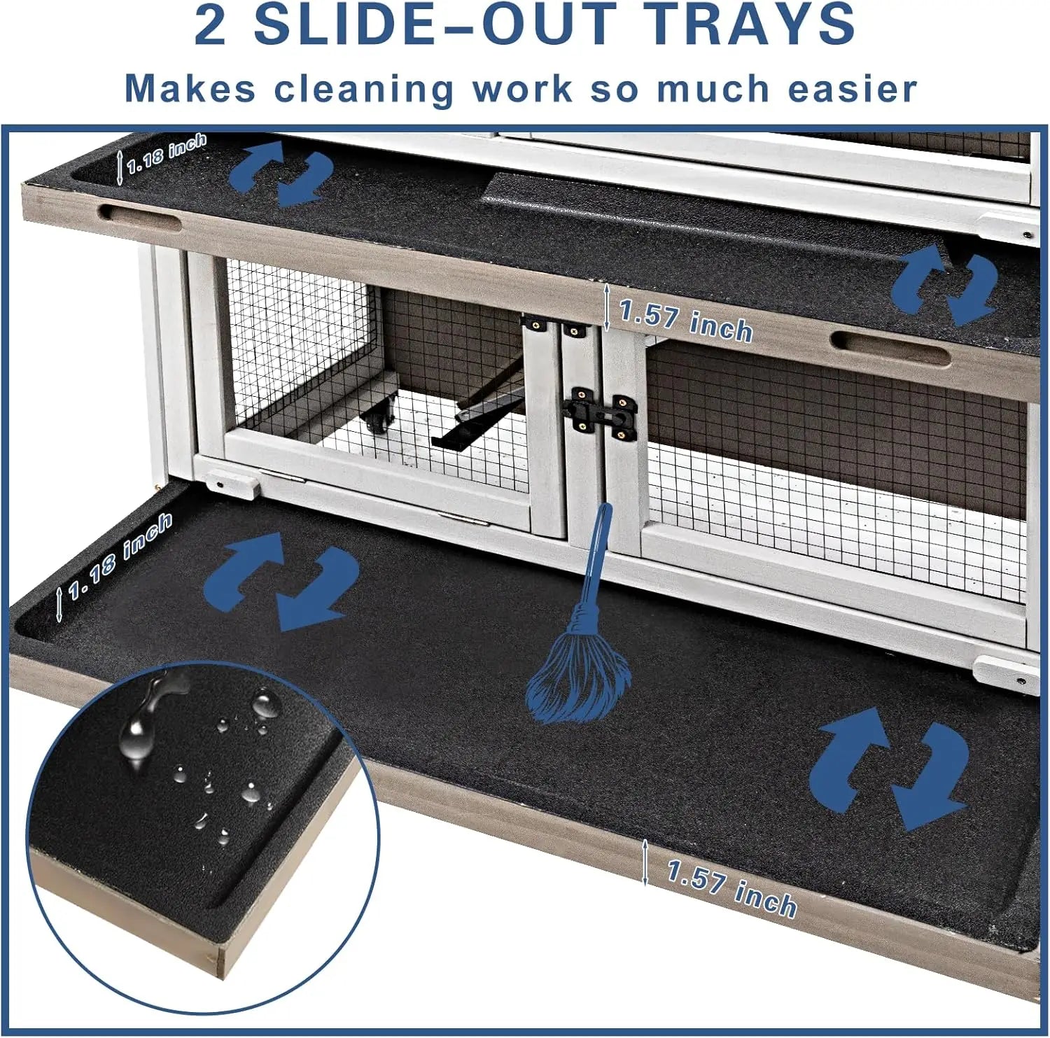 Petscosset 36" L Guinea Pig Cages Wooden, 2 Story Rabbit Cage Indoor Guinea Pig Habitat