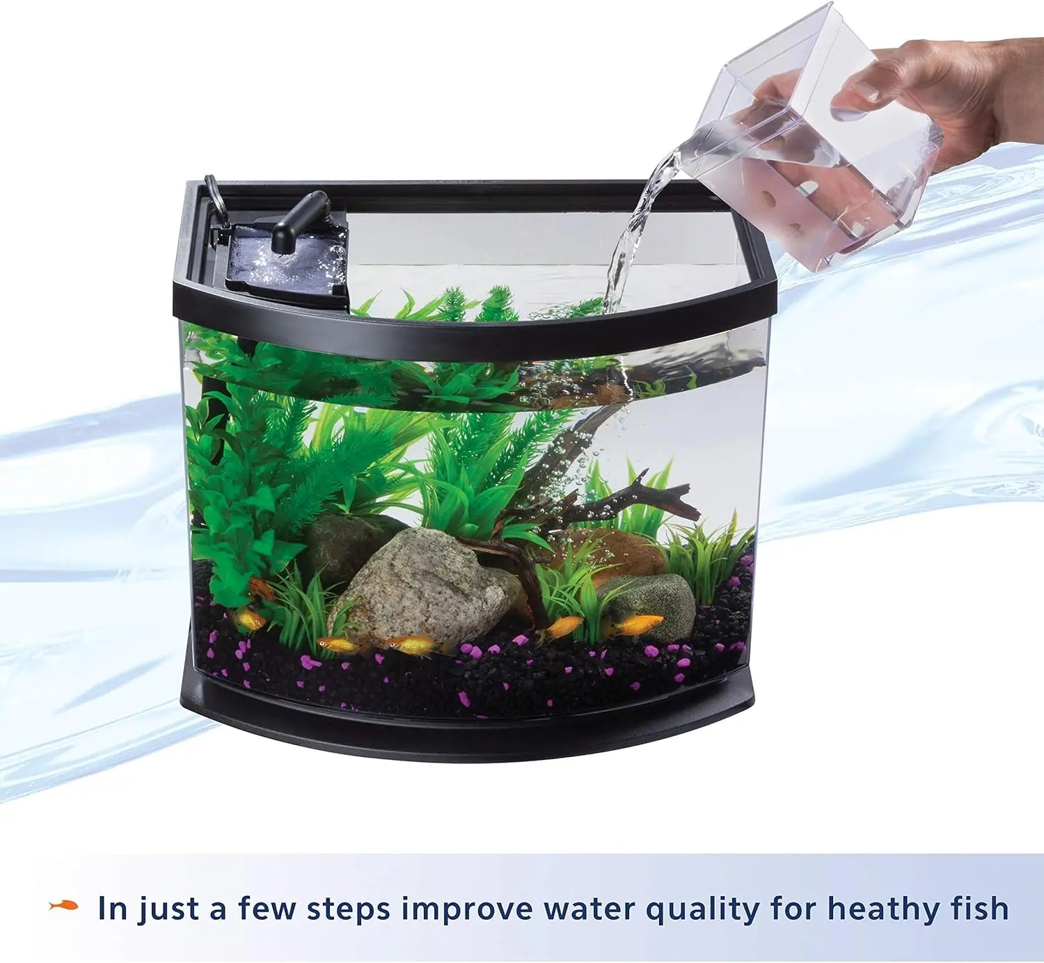 5 Gallon LED Mini Aquarium Fish Tank Kit with SmartClean Technology, Easy Setup for Beginners