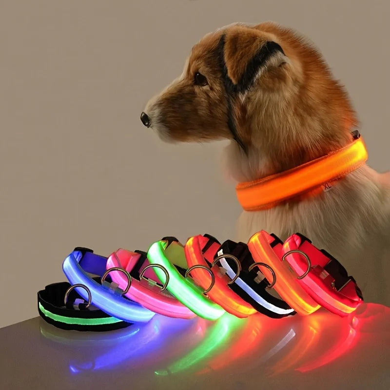 Nylon LED Night Safety Flashing Glow In The Dark Luminous Fluorescent Pet Dog Collar