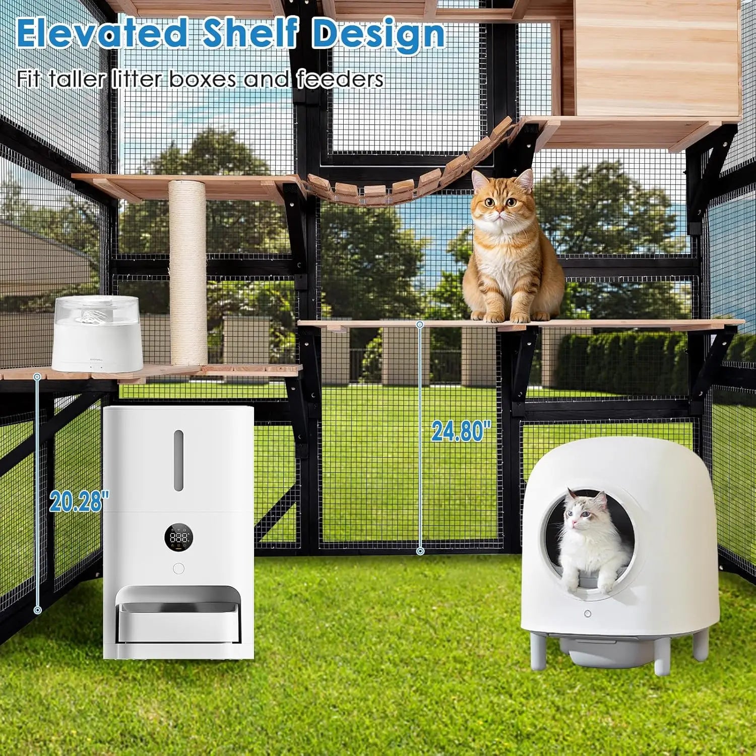 71" Large Outdoor Cat Enclosure Walk-in Weatherproof Roof 6 Doors