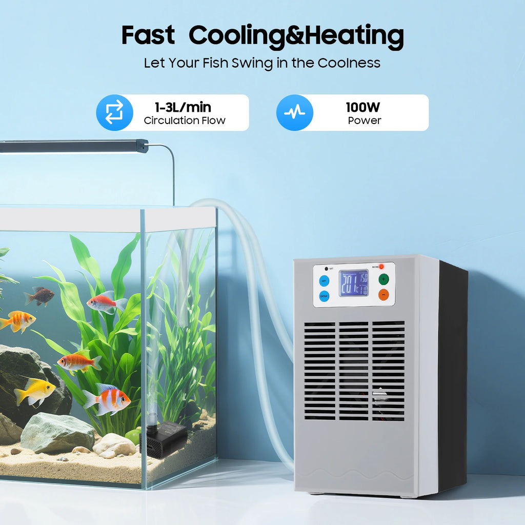 100w Fish Tank Hot And Cold Water Machine 110v Us Plug Led Display Suitable For Seawater Freshwater Coral Reef Tanks